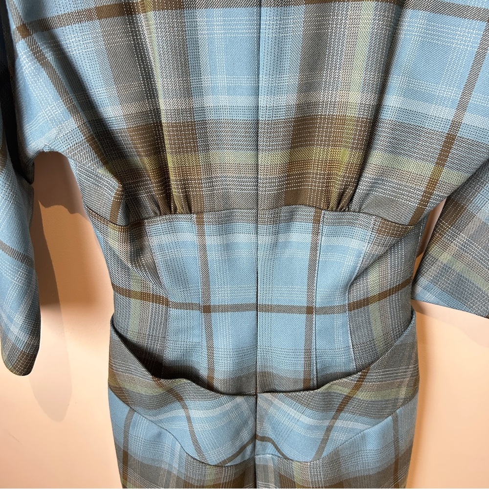 NWT’s Vintage Jill Anderson NYC Bespoke Blue Plaid Westwood Grunge Sheath Dress - Picture 6 of 9